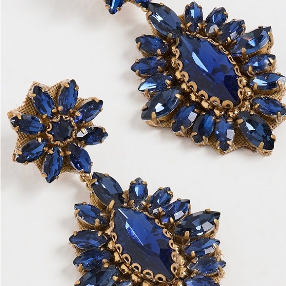 Royal Blue And Gold Floral Earrings